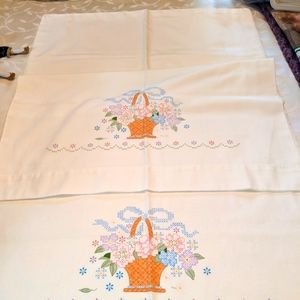 Set of 2 cross stitch pillow cases